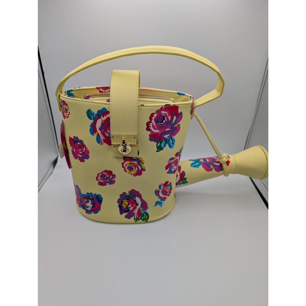 Betsey Johnson RARE Watering Can Crossbody Bag Yellow Floral Faux Leather
